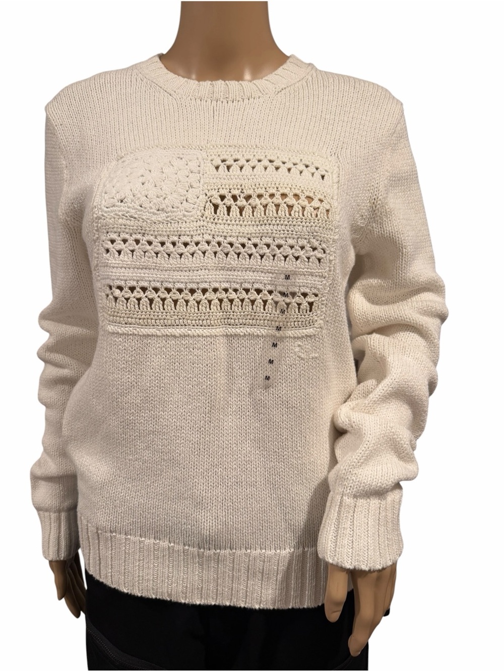 Polo Ralph Lauren white crochet American flag sweater size M - Picture 2 of 16